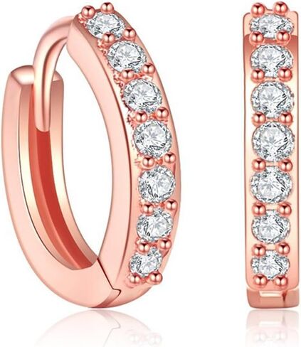 MALOYANVE Titanium Huggie Earrings Delicate Lightweight Statement Cubic Zirconia Hoop Earrings Wedding Mothers Day Jewelry Gifts for Men Women in Kuwait