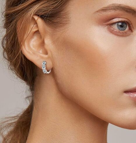 Moissanite Diamond Earrings For Women Huggies Sterling Silver Hoop Earrings For Women Hypoallergenic White Gold Earrings Mens Hoop Earrings Lab Grown Diamond Earrings Mens Silver Jewelry Earing Houston Diamond District in Saudi Arabia