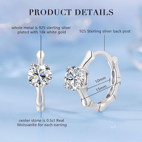 Moissanite Diamond Earrings For Women Huggies Sterling Silver Hoop Earrings For Women Hypoallergenic White Gold Earrings Mens Hoop Earrings Lab Grown Diamond Earrings Mens Silver Jewelry Earing Houston Diamond District in Saudi Arabia