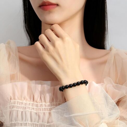 قلادة من مايباوتا للرجال مكونة من 8 قطع وسوار مطرز بحجر السج الأسود in Kuwait