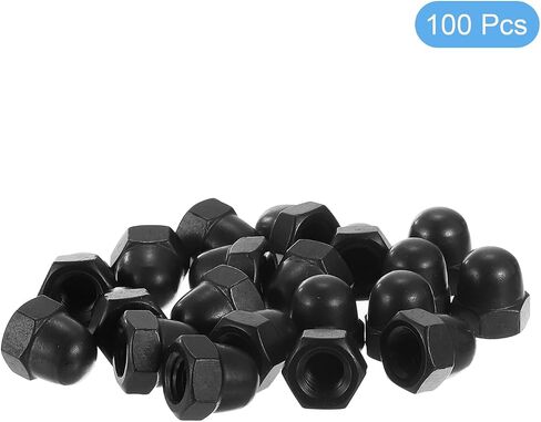 uxcell M8x1.25 Acorn Cap Nuts, 50Pcs Carbon Steel Dome Cap Head Acorn Nut Hardware Nuts for Bolt Cover Zinc Plating, Black in Saudi Arabia