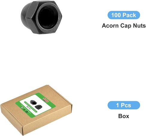 uxcell M8x1.25 Acorn Cap Nuts, 50Pcs Carbon Steel Dome Cap Head Acorn Nut Hardware Nuts for Bolt Cover Zinc Plating, Black in Saudi Arabia