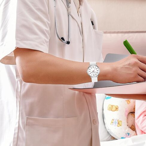 ساعة ممرضة بوشيا، ساعة تمريض للممرضات والمهنيين الطبيين والطلاب، ساعة طبية مع عقرب ثانٍ للممرضات، سهلة القراءة مقاومة للماء 12/24 ساعة، سوار من السيليكون in Kuwait