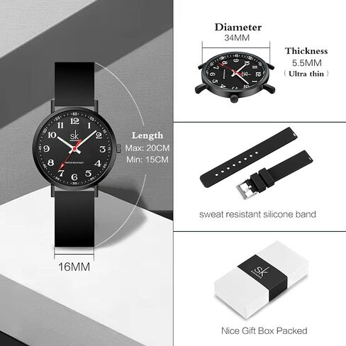 SHENGKE Casual Fashion Women Sport Watch Sweat Resistant Students Watch with Easy Read Dial and Silicone Band,Water Resistant in Kuwait