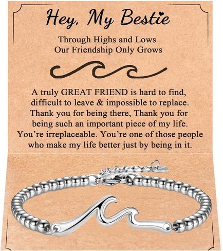 Wave Bracelet, Gift for Women/Friends/Mom/Daughter/Sister Best Friend Bracelet Friendship Jewelry Gifts Besties Soul Sisters Daughters Christmas Gifts for Her in Saudi Arabia