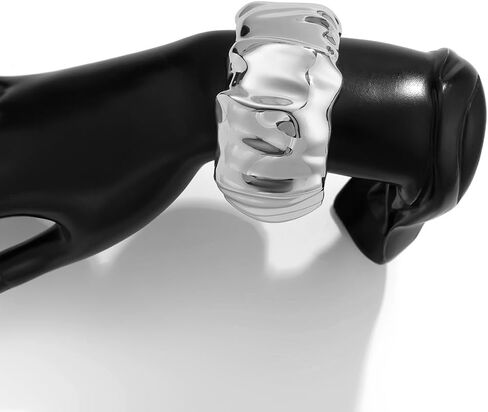 Denifery مطروق واسعة مكتنزة الإسورة أساور للنساء لذيذ الحد الأدنى الذهب الكفة المعصم المفتوحة أساور بيان مجوهرات عصرية فريدة من نوعها in Kuwait