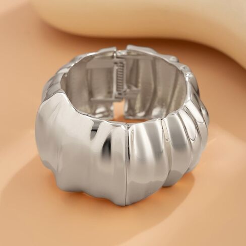 Denifery مطروق واسعة مكتنزة الإسورة أساور للنساء لذيذ الحد الأدنى الذهب الكفة المعصم المفتوحة أساور بيان مجوهرات عصرية فريدة من نوعها in Kuwait