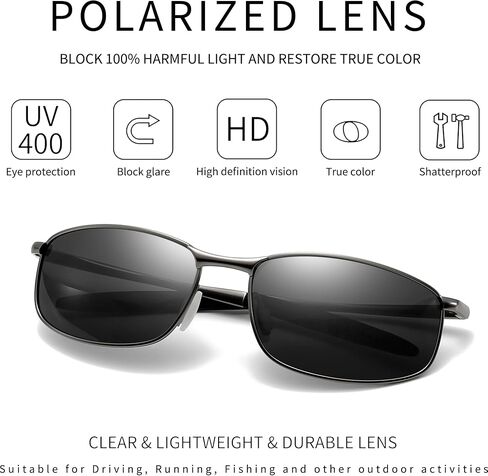 SUNGAIT Rectangle Polarized Sunglasses Men Small Retro Vintage Sun glasses for Women Men UV400 Protection in Saudi Arabia