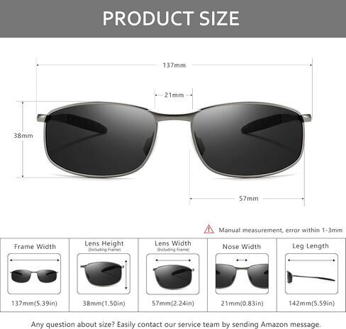 SUNGAIT Rectangle Polarized Sunglasses Men Small Retro Vintage Sun glasses for Women Men UV400 Protection in Saudi Arabia