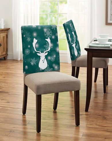 Savannan Dining Chair Back Covers, Merry Christmas Snowflake Polka Dot Gold White Chair Covers Chair Slipcovers Protective Covers for Holiday Party Festival Decoration, Set of 4 in Kuwait
