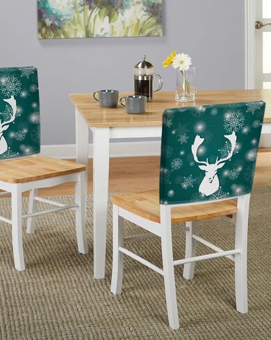 Savannan Dining Chair Back Covers, Merry Christmas Snowflake Polka Dot Gold White Chair Covers Chair Slipcovers Protective Covers for Holiday Party Festival Decoration, Set of 4 in Kuwait