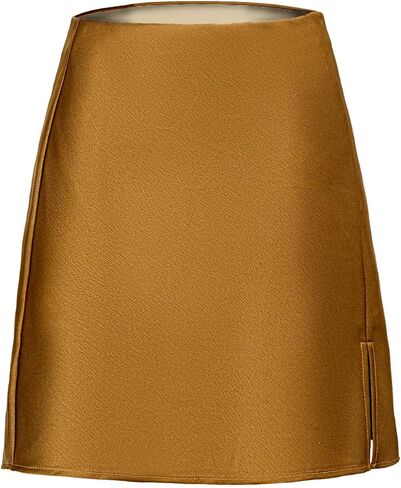 Womens High Waisted Satin Mini Skirts A Line Elastic Waistband Going Out Mini Silk Skirts with Slit in Kuwait