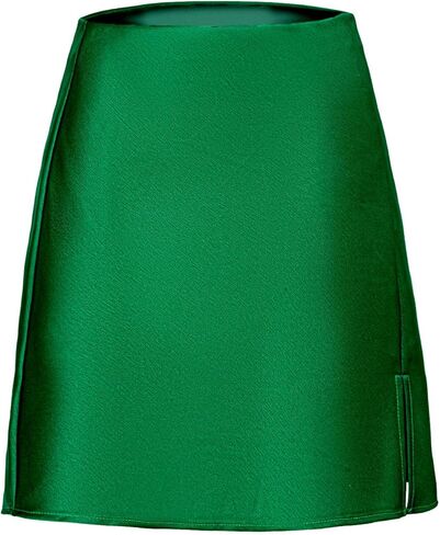 Womens High Waisted Satin Mini Skirts A Line Elastic Waistband Going Out Mini Silk Skirts with Slit in Kuwait