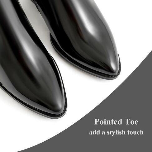 Womens Pointed Toe Ankle Boots Two Buckle Straps Fashion Dating Dress 3 Inch Chunky Block Mid Heel Booties with Zip in Saudi Arabia