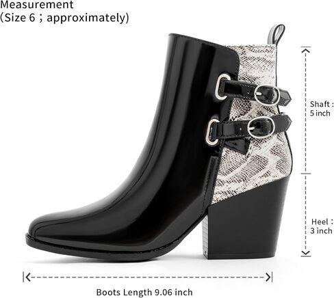 Womens Pointed Toe Ankle Boots Two Buckle Straps Fashion Dating Dress 3 Inch Chunky Block Mid Heel Booties with Zip in Saudi Arabia