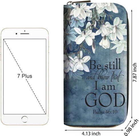 Quote Bible Verse Psalm 46:10 Print Women Large Capacity Wallet PU Leather Zipper Clutch Purse for Smart Phone/Card/Coin/Cash in Saudi Arabia