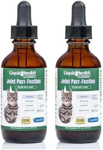 LIQUIDHEALTH 2.3 أونصة سائلة من الجلوكوزامين للقطط - خرخرة المفاصل - دعم الإغاثة الصحية للورك والمفاصل، قطارات الكوندرويتين للقطط - القطط الأكبر سنًا، القطط الصغيرة in Kuwait