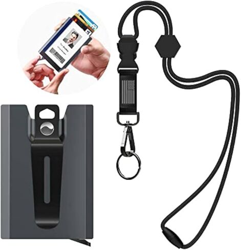 محفظة حامل شارة ELV، حامل بطاقة هوية من الألومنيوم عالي التحمل مع زر تحرير سريع، مشبك معدني لبطاقة هوية المكاتب، معرف المدرسة، رخصة السائق، المحفظة، يحمل 1-4 بطاقات in Kuwait