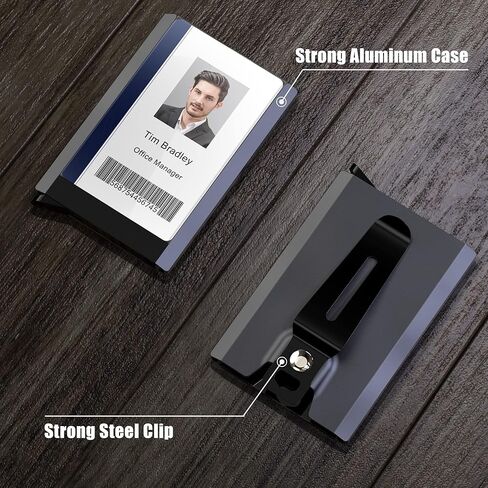 محفظة حامل شارة ELV، حامل بطاقة هوية من الألومنيوم عالي التحمل مع زر تحرير سريع، مشبك معدني لبطاقة هوية المكاتب، معرف المدرسة، رخصة السائق، المحفظة، يحمل 1-4 بطاقات in Kuwait