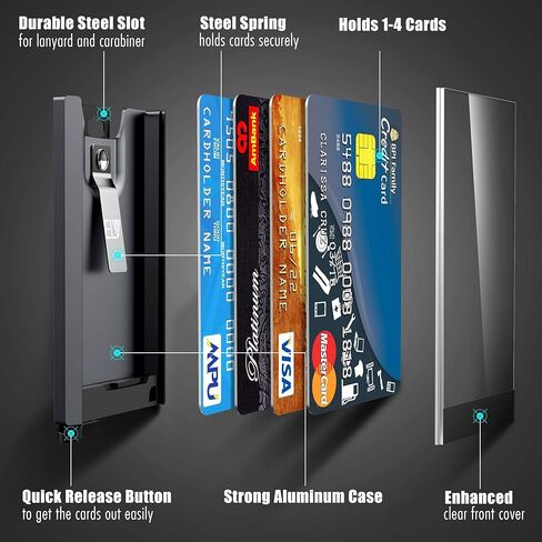 محفظة حامل شارة ELV، حامل بطاقة هوية من الألومنيوم عالي التحمل مع زر تحرير سريع، مشبك معدني لبطاقة هوية المكاتب، معرف المدرسة، رخصة السائق، المحفظة، يحمل 1-4 بطاقات in Kuwait