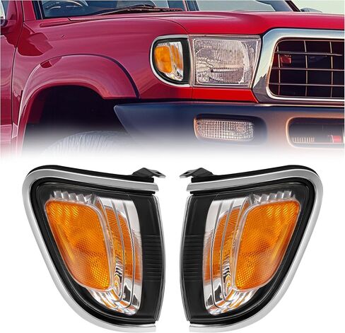 HECASA Pair Corner Light Compatible with 2001-2004 Toyota Tacoma Replacement for TO2520161 TO2521161 with Chrome Trim Turn Signal Corner Lamp Assembly Yellow Lens+Chrome Housing Plastic in Saudi Arabia