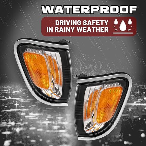 HECASA Pair Corner Light Compatible with 2001-2004 Toyota Tacoma Replacement for TO2520161 TO2521161 with Chrome Trim Turn Signal Corner Lamp Assembly Yellow Lens+Chrome Housing Plastic in Saudi Arabia