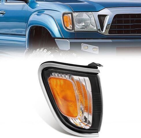 HECASA Pair Corner Light Compatible with 2001-2004 Toyota Tacoma Replacement for TO2520161 TO2521161 with Chrome Trim Turn Signal Corner Lamp Assembly Yellow Lens+Chrome Housing Plastic in Saudi Arabia