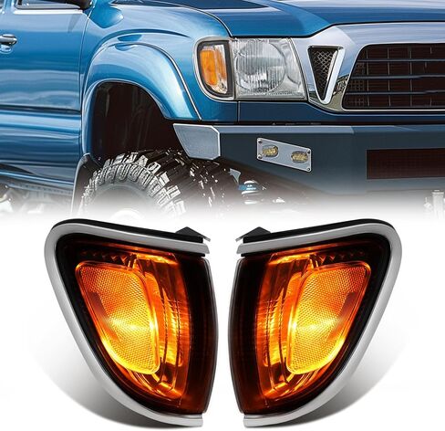 HECASA Pair Corner Light Compatible with 2001-2004 Toyota Tacoma Replacement for TO2520161 TO2521161 with Chrome Trim Turn Signal Corner Lamp Assembly Yellow Lens+Chrome Housing Plastic in Saudi Arabia