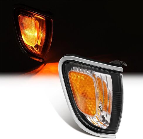 HECASA Pair Corner Light Compatible with 2001-2004 Toyota Tacoma Replacement for TO2520161 TO2521161 with Chrome Trim Turn Signal Corner Lamp Assembly Yellow Lens+Chrome Housing Plastic in Saudi Arabia
