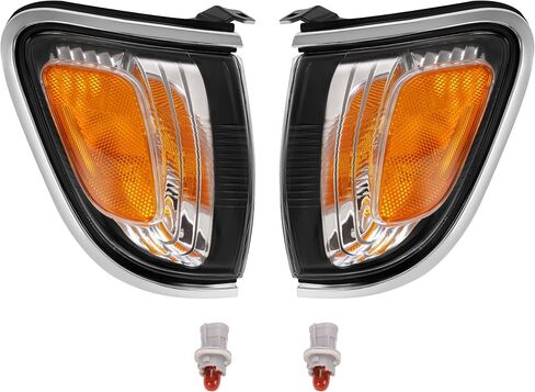 HECASA Pair Corner Light Compatible with 2001-2004 Toyota Tacoma Replacement for TO2520161 TO2521161 with Chrome Trim Turn Signal Corner Lamp Assembly Yellow Lens+Chrome Housing Plastic in Saudi Arabia