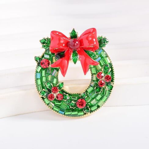 Festive Christmas Brooch Pin Sparkling Rhinestone Brooches for Women Holiday Accessories Decoration Fashion Elegant Xmas Pin Collection Jewelry Gifts in Saudi Arabia