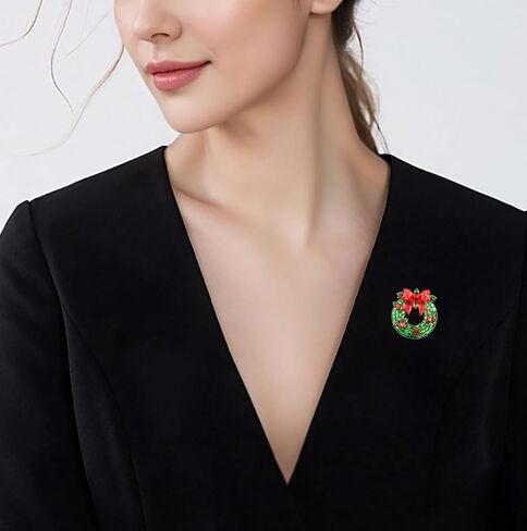 Festive Christmas Brooch Pin Sparkling Rhinestone Brooches for Women Holiday Accessories Decoration Fashion Elegant Xmas Pin Collection Jewelry Gifts in Saudi Arabia