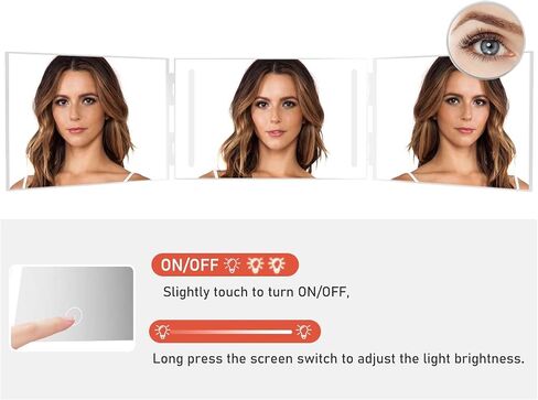Essbhach 3 Way Mirror for Hair Cutting, 360 Barber Mirror for Women, Barber Supplies Haircut Mirror, Height Adjustable Hooks, Black Without LED in Saudi Arabia