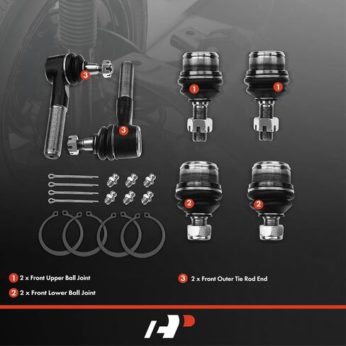 A-Premium Set of 6, Front Upper Lower Ball Joint, Outer Tie Rod End, Compatible with Ford F-150 1980-1993, Bronco 1980-1996 in Saudi Arabia