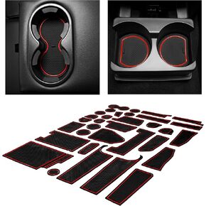 CupHolderHero fits Ford Explorer Accessories 2014-2015 Premium Custom Interior Non-Slip Anti Dust Cup Holder Inserts, Center Console Liner Mats, Door Pocket Liners 31pc Set (Red Trim)