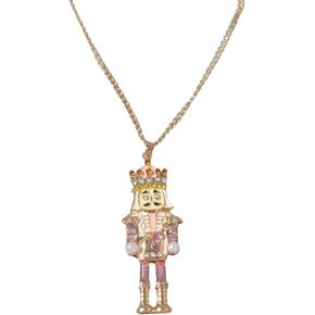Christmas Nutcracker Pendant Necklace for Women Cute Nutcracker Soldier Beaded Crystal Holiday Jewelry Long Necklace Christmas Gift