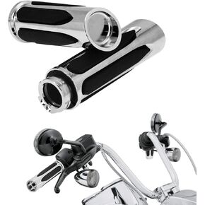 HDBUBALUS Soft Touch Hand Grips Motorcycle 1 Inch Grips Fit for Harley Touring Sportster Dyna 883 1200 Softail Custom Chrome