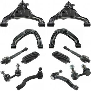 TRQ Front Steering & Suspension Kit Control Arm with Ball Joint Steering Rack & Pinion Bellow Sway Bar Stabilizer Link Tie Rod Compatible with Nissan Suzuki