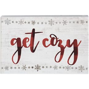 Simply Said, INC Small Talk Rectangles, Get Cozy - 3.5" x 5.25" Rustic Distressed Wood Sign STR1095