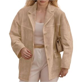 Suede Blazer Women Faux Suede Jacket Old Money Aesthetic Y2k Oversized Casual Jackets for Women 2024