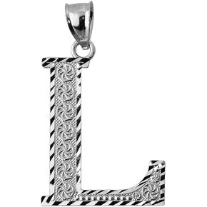 925 Sterling Silver Initial Letter L Charm Pendant, 1.25"