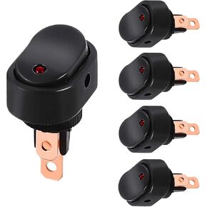 5PCS 12V Oval Shaped Rocker Switch, Weatherproof LED Rocker Toggle Switch, 12mm Hole LED Lighted Illuminated ON Off, 30A SPST 3 Pin Switch for Car Truck RV Marine Boat (Blue) in Saudi Arabia