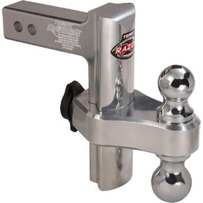 Trimax TRZ8AL 8" Premium Aluminum Adjustable Hitch with Dual Hitch Ball and T5 Receiver Lock, Polished Aluminum