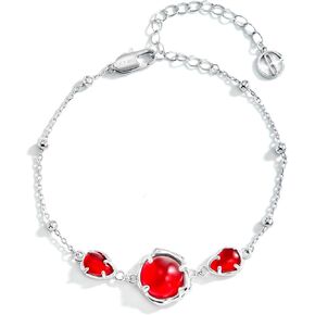 Cicy Bell Platinum Plated Link Bracelet Synthetic Moonstone Adjustable Cable Chain Station Bracelets, 5.9"+ 1.9" Extender