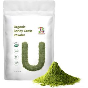 UNLEASH'D ORGANIC Barley Grass Powder 1 Pound 100% Pure & Organic, Superfood Greens Rich in Vitamins, Minerals, Fibers and Antioxidants (Packaging May Vary)