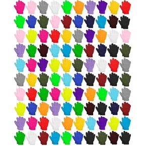 ONESING 100 Pairs Kids Gloves Bulk Kid Winter Gloves Warm FullFingers Gloves Kids Stretchy Knitted Gloves for Boys Girls 6-12