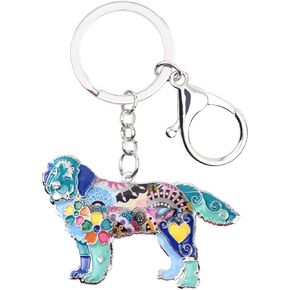 WEVENI Enamel Alloy Newfoundland Dog Keychain Accessories For Women Girls Bag Car Wallet