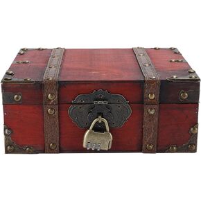 Vintage Wooden Boxes with Lock,Wooden Storage and Decorative Box Treasure Jewelry Chest,Handcrafted Decorative Boxes with Lids for Home Decor (6282‑2302GK10 Grey + Lock) in Saudi Arabia
