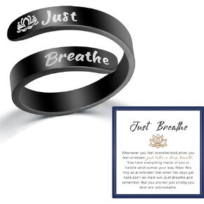 Fullrainbow Just Breathe Rings for Women,Adjustable Rings for Women,Just Breathe,Just Breathe Ring,Hope Rings Just Breathe,Inspirational & Heart Felt Gift
