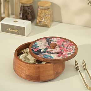 ® Handcrafted Enamel Coated Wooden Bliss Roti Box | Chapati Box for Kitchen | Hot Pot Casserole for Roti Server Tableware Serving | Case Roti Dabba with Lid (8.8 × 8.8 × 4.5 Inch) in Saudi Arabia
